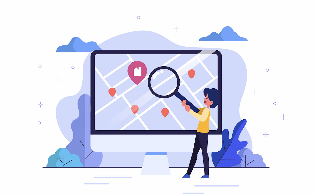 Searching local business locations on map for effective Local SEO services in Delhi