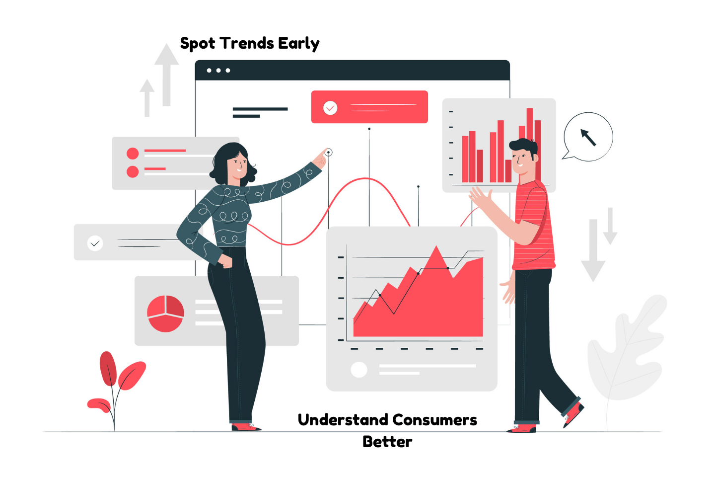 Social media social listening tools uncovering consumer insights and trend analysis across multiple platforms.
